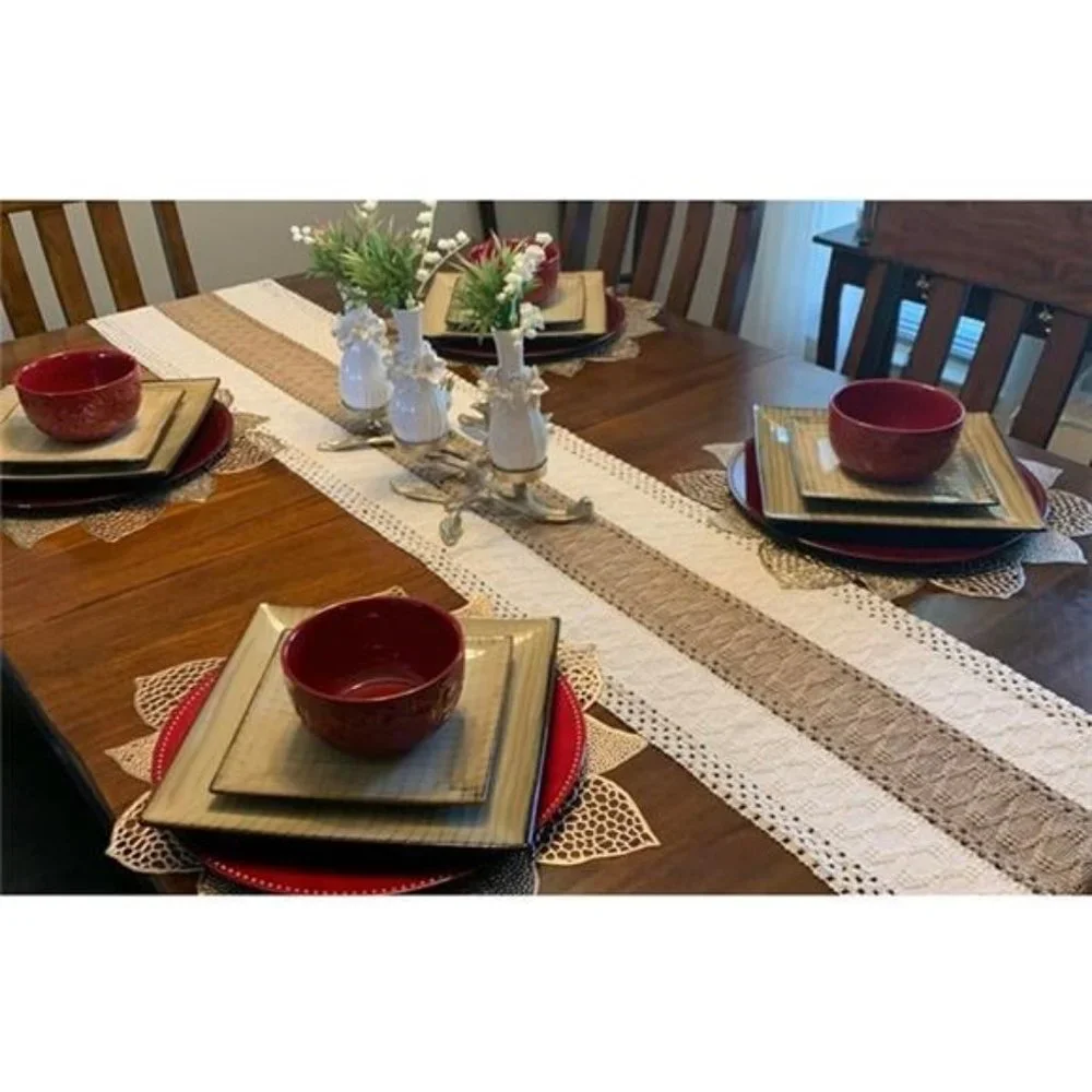 Farmhouse Table Runner Rustic Bohemian Boho Cottage Decor Long Decorative Cloth